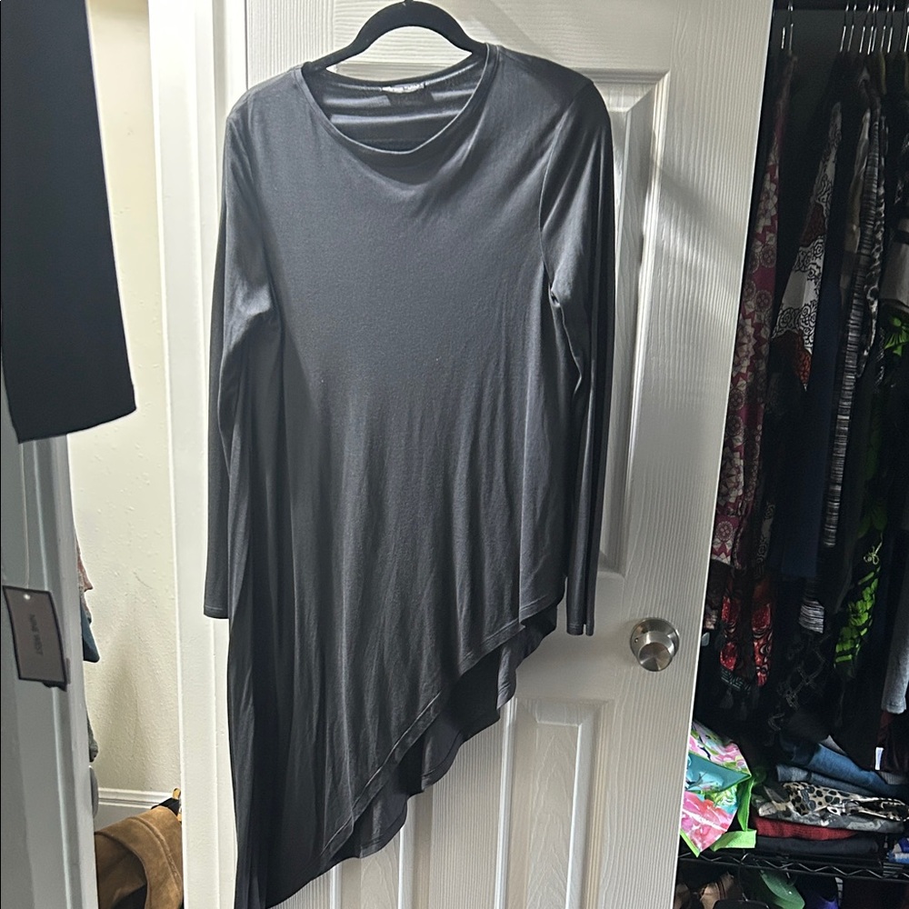 Zara dark charcoal Long Sleeve asymmetrical Top